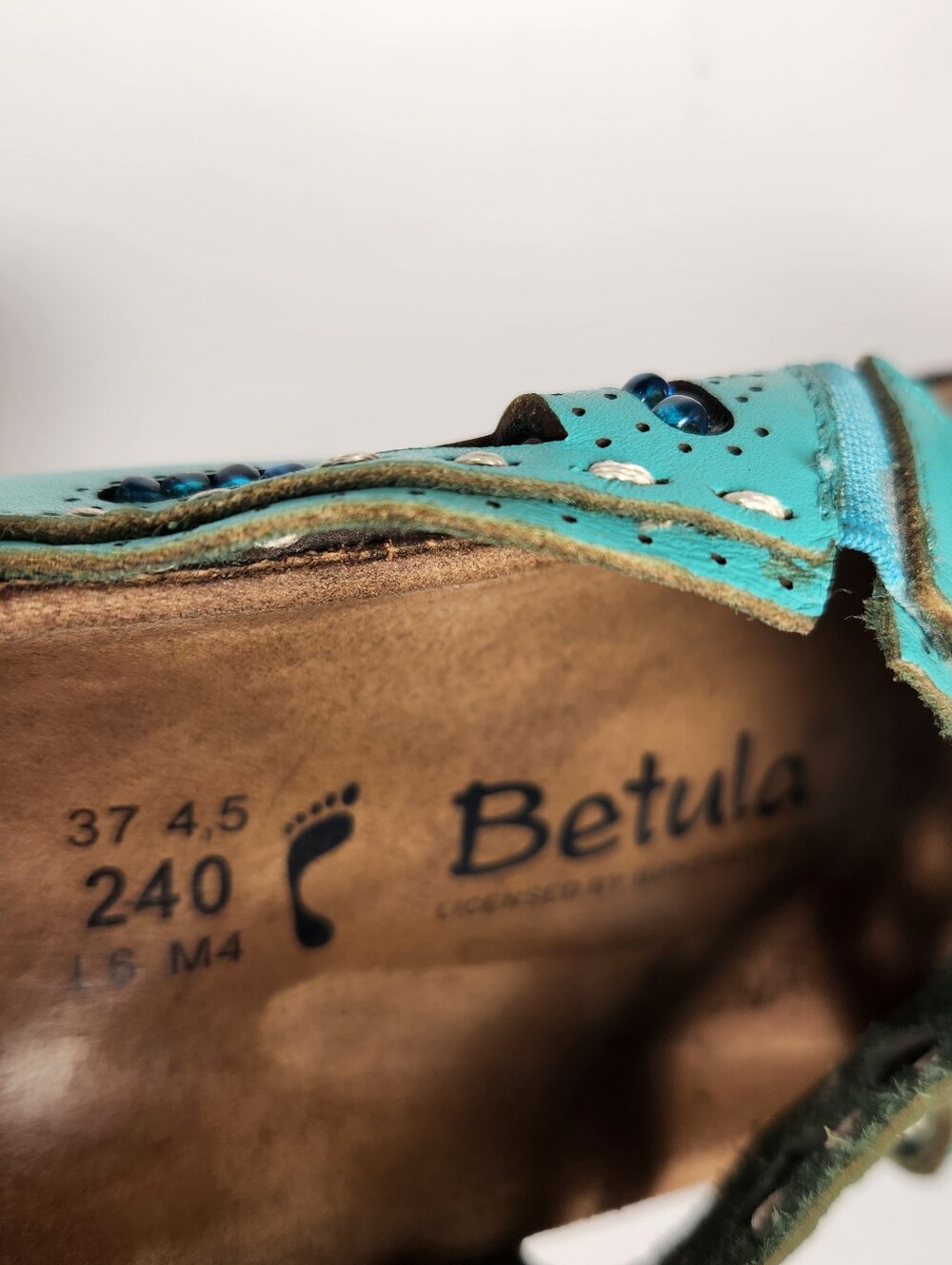 BIRKENSTOCK Betula Womens Joyce Sandal 6 Narrow Turquoise Beaded Leather Shoe - Picture 5 of 11